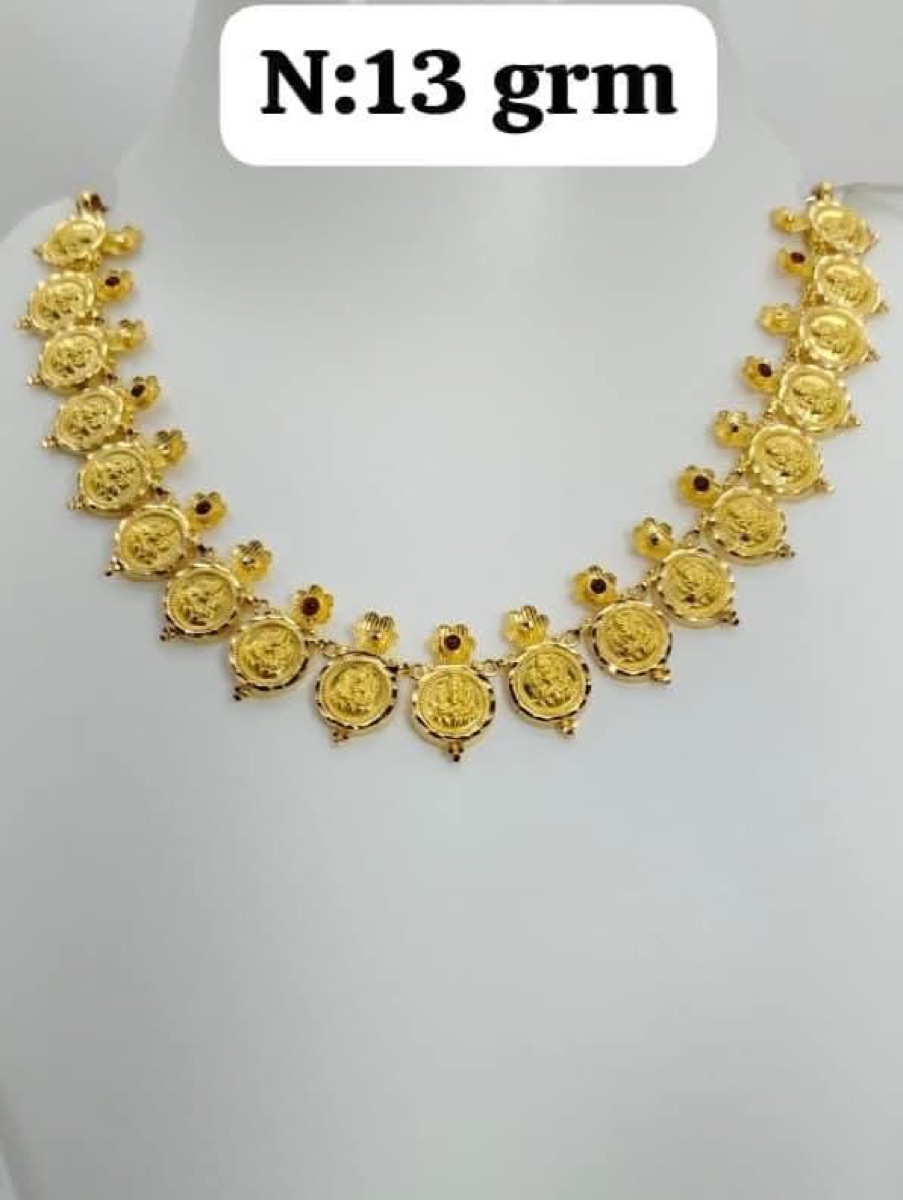 Gold Lakshmi coin necklace